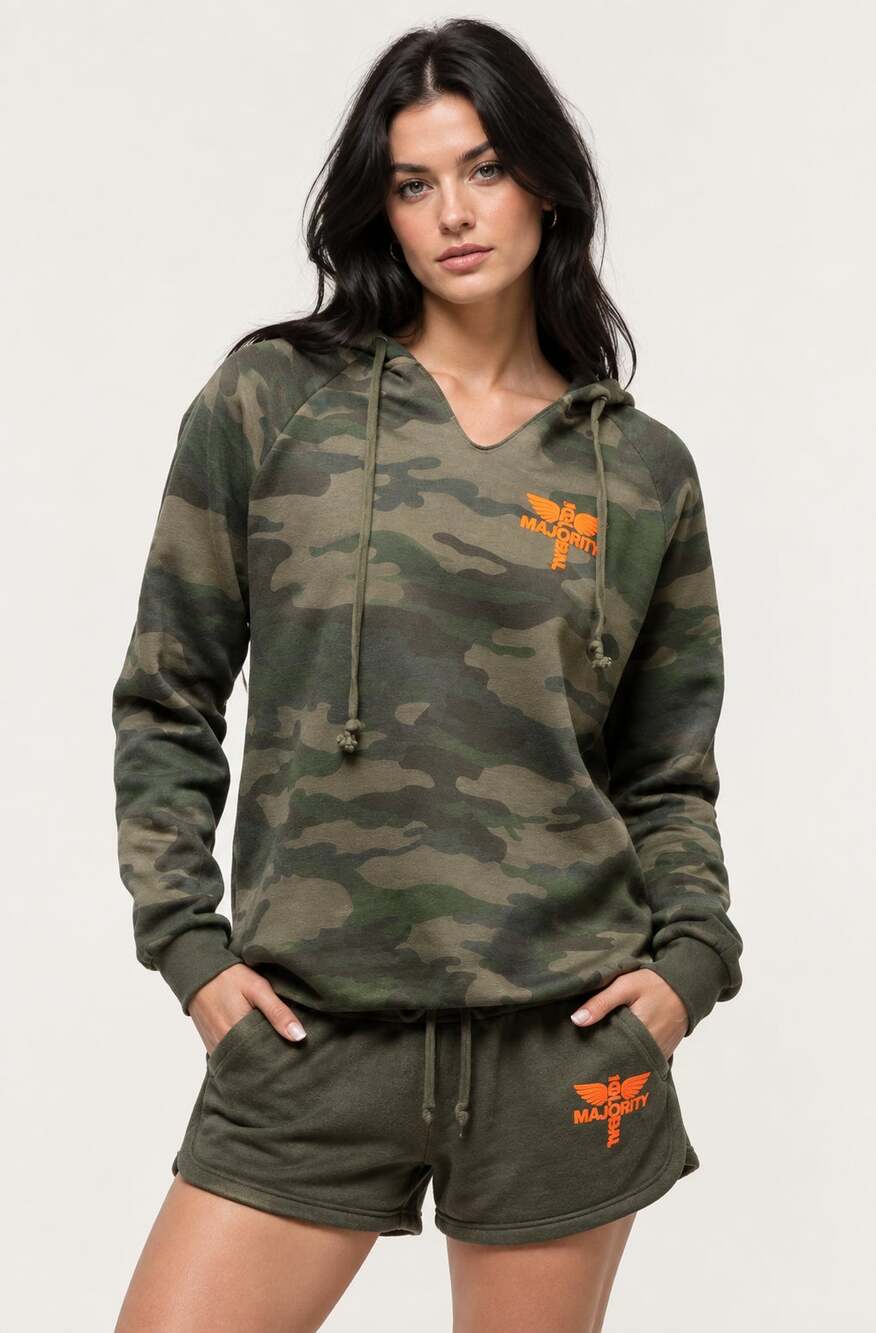 The Global Majority Summer Collection Logo Washed Camo Hoodie Womens Medium New